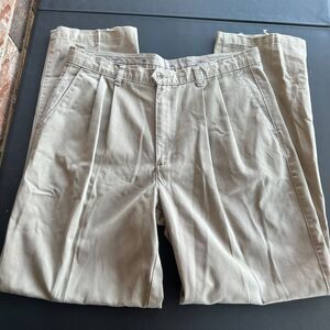 Dockers Pants Mens 36x34 Khakis Brown Cotton Pleated Casual‎ Zip Up